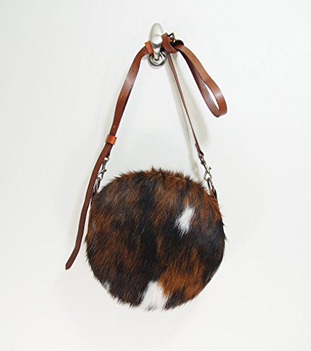 Leather Crossbody Round Cowhide Canteen Purse