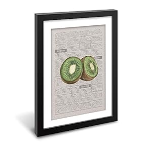 Black Paper Framed Canvas Wall Art for Living Room, Bedroom Abstract Green on Newspaper Canvas Prints for Home Decoration Ready to Hanging - 23x31 inches