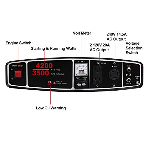 Rrtizan Gas Power Portable Generator, 3500 Running Watts/4200 Starting Watts, with Wheel Kit - Thumbnail 5