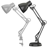 ToJane Metal Swing Arm Desk Lamp,Heavy Based Architect Table Light for Studio/Office,with Extra C-clamp Mount,Gray