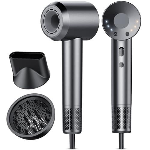 Secador de Pelo, Secador Pelo Profesional Iónico Portátil 160000 RPM, Secado Rápido, 500M Iones, Control de Temperatura, Con Difusor Magnético y Boquilla, 4 Niveles de Temperatura y 3 Velocidades