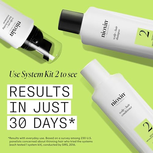 Nioxin System 2 Scalp + Hair Thickening Shampoo for Natural Hair with Progressed Thinning | Cleanse & Boost Hair Density with Niacinamide & Biotin