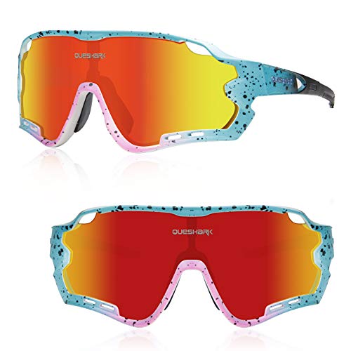 Queshark HD Gepolariseerde UV-bescherming Fietsbril Fietsbrillen voor Road MTB Bike 4 Lens - Image 3
