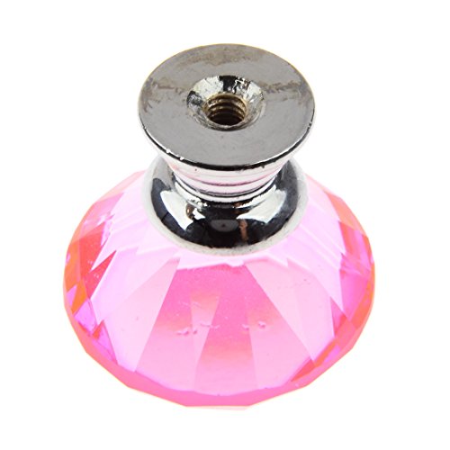 Cabinet Knobs,YIFAN 10Pcs 30mm Crystal Glass Diamond Shape Cabinet Knobs Cupboard Drawer Pull Handles - Pink