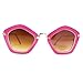 FRILLS Hot Pink Geometric Kids Polarized Oversized Sunglasses for Girls and Children Age 3-12