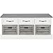 Coaster Home Furnishings - Alma - 3-Drawer Wood Storage Bench with Baskets and Traditional Style - Entryway, Mudroom & Living Room - White and Weathered Gray - 501196