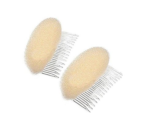2PCS Women Lady Girls Soft Sponge Foam Hair Base Inserts Bump Up Hair Pads Stick Bun Maker Hair Styling Clip Hair Comb Braid Tool Hair Styling Accessories Beige
