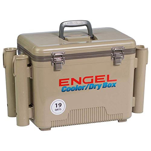 ENGEL Cooler/Dry Box with 4 Rod Holders - 19 Qt - Tan - //coolthings.us