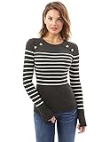 PattyBoutik Women's Crewneck Striped Military Sweater