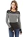 PattyBoutik Women's Crewneck Striped Military Sweater