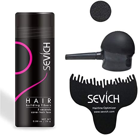 ShiningLove Hair Building Fibers, 25g Baldness Therapy Plant Powder Spray Concealing Thinning Hair Fibers + Special Nozzle + Hair Comb Set Beauty Cosmetic Tool Black