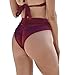 CENG MAU Swimwear Women Vintage Brazilian Ruched High Cut High Waisted Bathing Bikini Bottoms
