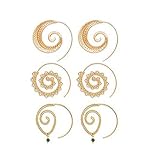 Geerier Spiral Hoop Earrings Set Vintage Tribal Swirl Earrings For Women 3 Pairs/Set