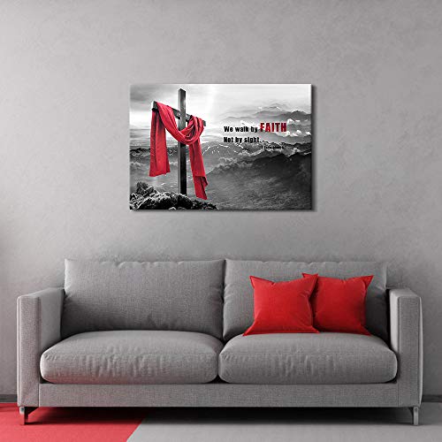 Visual-Art-Decor-Modern-Wall-Art-Wood-Cross-We-Walk-by-Faith-Not-by-Sight-Bible-Verse-Inspirational-Picture-Canvas-Prints-Poster-Decoration-Home-Office-Artwork-24x36