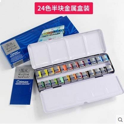Winsor&Newton Cotman Solid Watercolor Paint 12/24 Colors Half Pans Set Metal Box Packing Pigment Art Drawing Paint