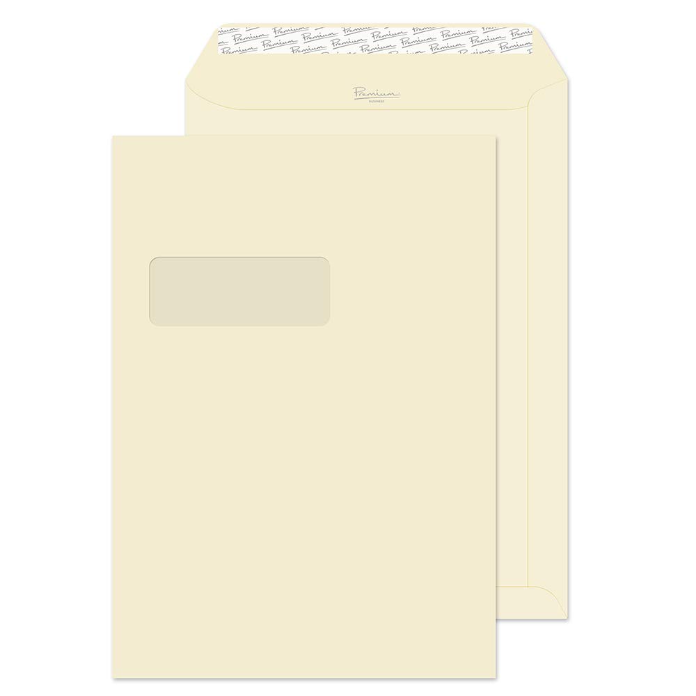 Blake Business C4 324 x 229 mm 120 gsm High Window Pocket Peel & Seal Envelopes (61892) Cream Wove - Pack of 250