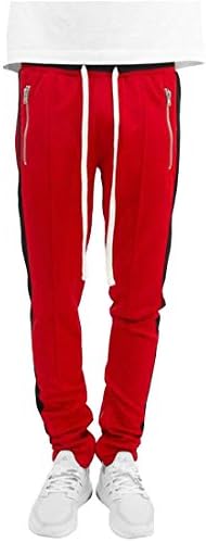 ONCEGALA Men's Hip Hop Poly Side Ankle Zip Long Drawstring Techno Track Pants