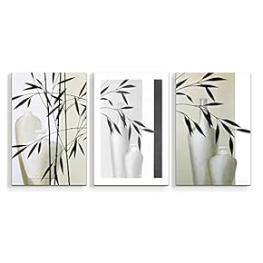 Canvas Wall Art Abstract Watercolor Vases Painting Artwork for Home Prints Framed - 16"x24" x 3 Panels
