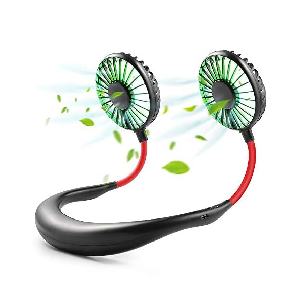 GOAMZ Lazy Neck Fan USB Portable Mini Wearable Neckband Fan with Led Light Dual Neck Flexible for Face,Aromatherapy for…