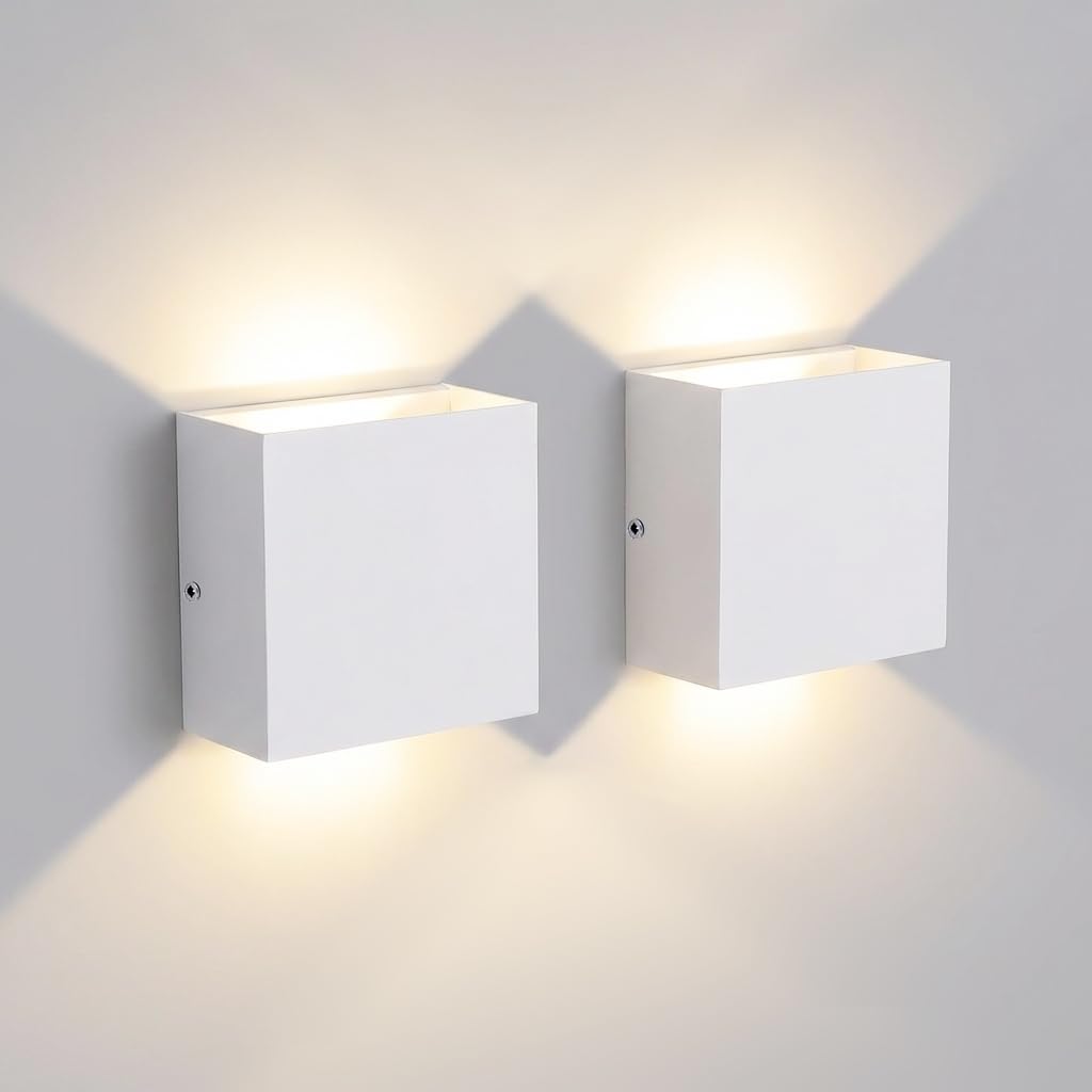 OOWOLF 2 Pcs LED Wall Lights Indoor 6W Modern Aluminum Modern Wall Wash Light for Living Room Bedroom Hallway, Warm White