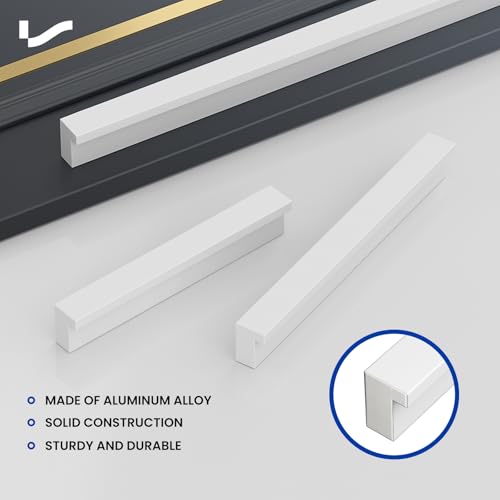 LONTAN 10 x White Handles for Kitchen Cabinets and Cabinets - 160 mm