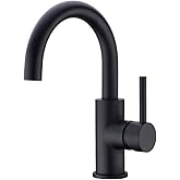 CREA Black Bathroom Faucet Brushed Nickel, Prep Wet Bar Sink Faucet Stainless Steel Single Hole Small Kitchen Faucet with 4 Inch Deck Plate, Mini Faucet Outdoor Tap for Farmhouse Vanity Sink Lavatory