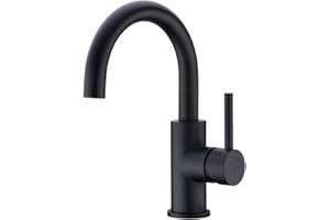 CREA Bar Sink Faucet in Black, Single-Handle 360° Swivel Farmhouse Bathroom Lavatory Sink Faucet Mixer, Small Kitchen Faucet 