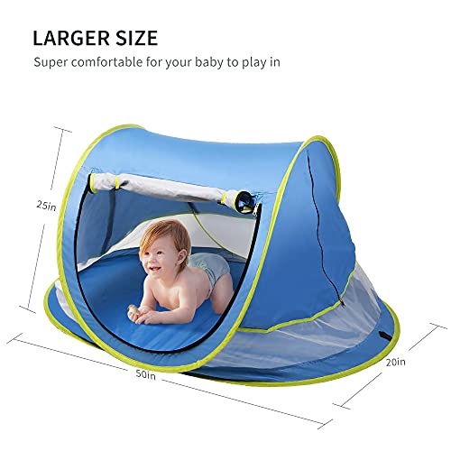 Baby Beach Tent, NEQUARE Large Pop Up Tent for Beach, UPF 50+ Sun Shade