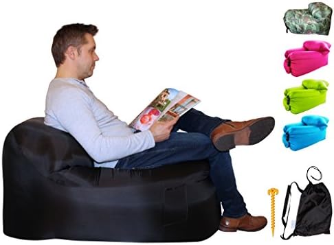 Video gaming chair, folding chair, Air Chair, folding camp chair, lightweight camping chairs, ground stake included (Midnight Black)