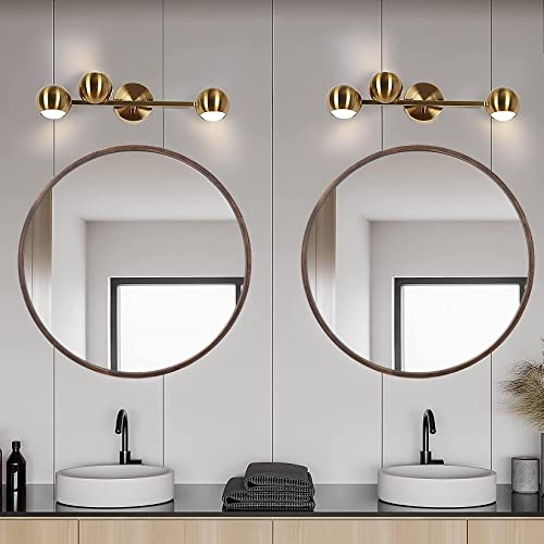 Geloo Large Round Circle Mirror 27.6" Modern Vanity Mirror Bronze