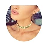 Boosic Adjustable Metal Fishbone Choker Necklace Shaped Necklace Gold Chain Necklace For Women