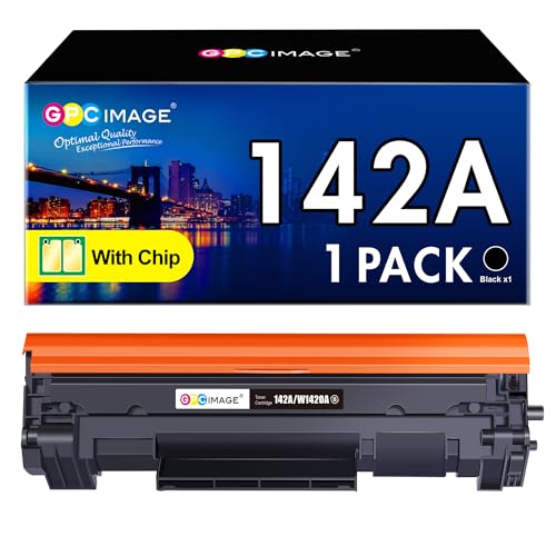 GPC Image 142A Toner with Chip Compatible for HP Laserjet M140w for HP 142A W1420A 142X W1420X for Laserjet Pro M110w M110 M139 M139w (1 Black) | With chip, yield up to 950 pages, high-quality toner powder, smudge-free, clear print image, easy replacement.