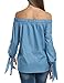 Zeagoo Women's Off The Shoulder Knotted Long Sleeve Loose Blouse Tops