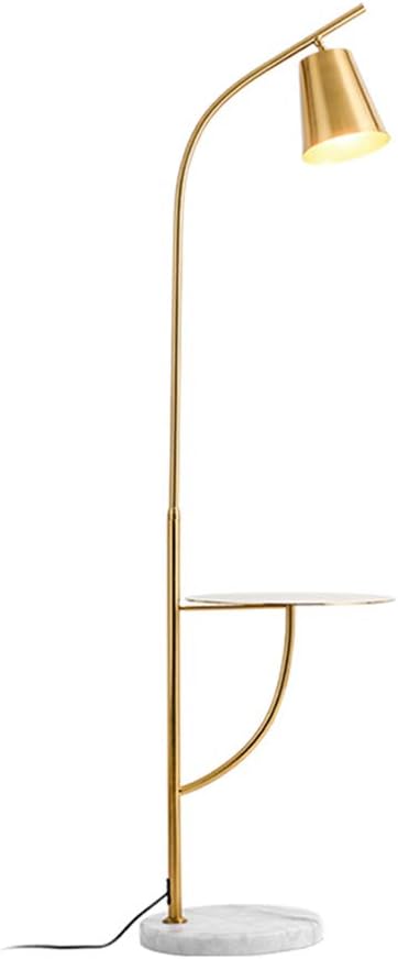 Hsyile Lighting KU300214 Creative Bedroom & Living Room Floor Lamp with a Table,Office and Reading Light - E26 Bulb - Brushed Antique Brass Finish