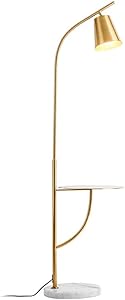 Hsyile Lighting KU300214 Creative Bedroom & Living Room Floor Lamp with a Table,Office and Reading Light - E26 Bulb - Brushed Antique Brass Finish