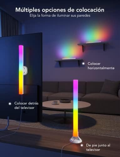 Barras de luz RGBIC, 38cm com pérolas duplas e WiFi - com múltiplas opções de colocação adequadas para televisores de 45-70 polegadas, funcionam com Alexa e Google Assistant, cor branca