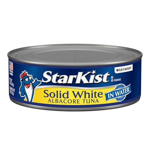 STARKIST SOLID WHITE ALBACORE TUNA IN WATER, 5 OZ (24 PACK) CANNED TUNA FISH, WILD CAUGHT, GLUTEN FREE, READY TO EAT, PERFECT FOR SALADS, KETO MEALS AND SNACKS, 26G PROTEIN & 110 CALORIES PER SERVING
