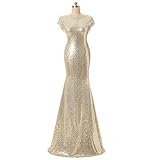 Aiyana Gold Mermaid V-Neck Backless Long Bridesmaid Dresses Wedding Party Gown