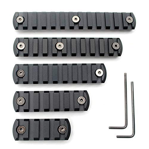 Trirock 5-pack Black Keymod picatinny rail sections kit fits key mod handguard rail mount system - 5,7,9,11,13 Slots