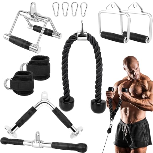 PERFECTOP Accesorios de Polea de Cable para Ejercicio en Casa,Combo de Accesorios para Poleas de Gym, Agarres y Equipos de Gimnasio,Mango en V