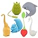 Creative Cute Animal Eco-friendly Silicone Tea Infuser Strainer Set of 6 PCS Elephant Shark Swan Squirrel Strawberry Owl Tea Steeper Tea Lover’s Gift