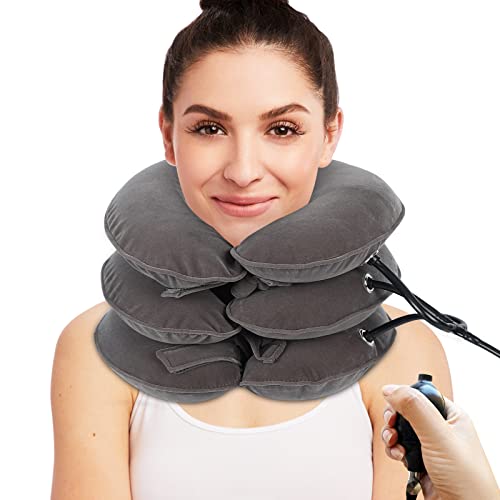 Cervical Neck Traction Device for Neck Pain Relief,Neck Support Neck Traction and Neck Pain Relief, Neck Care Equipment(Grey)
