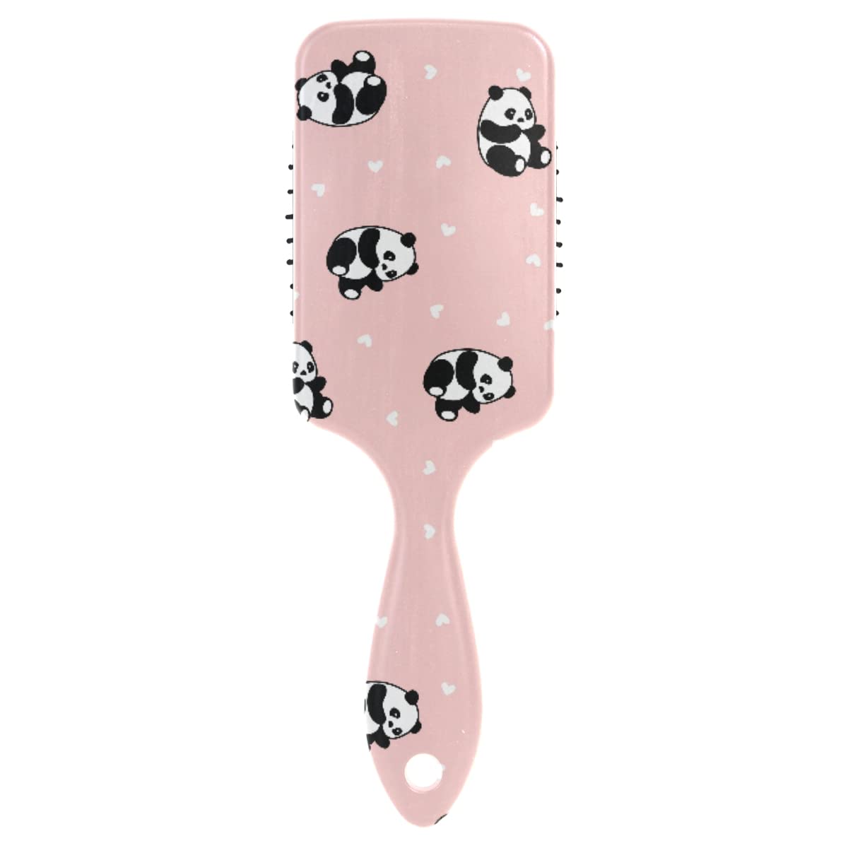 Mnsruu Hair Brush Cute Panda Heart Pink Paddle Brush Wire Hair Brush Travel Soft Hair Brush Comb for Fine Hair for Girl Women, L