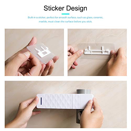 Uv Toothbrush Sanitizer, Uv Toothbrush Holder Wall Mounted Toothpaste Dispenser with Sterilization Function, 5 Toothbrush Sterilizer Holder for Family Kids, Shower Bathroom, USB Charging - Thumbnail 6