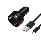 Luxebell 42W Universal 3 Ports USB Quick Charge 2.0 Car Charger Adapter(2 ports 2.4V/5A + 1 port DC 12V/1.5A 9V/2A 5V/2A) Compatible for Samsung S5 S6 iPhone 6 6s (3 Ports charge)