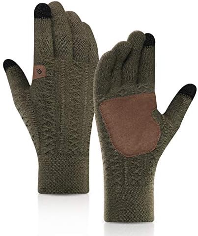 手袋 メンズ Candybay 秋 冬 暖かい ウール ニット グローブ 防寒 保温 防風 厚手 裏起毛 通気