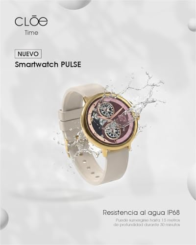 Clōe Pulse Smartwatch para Mujer con Llamadas Bluetooth, Pantalla AMOLED, IA Integrada, Monitoreo de Salud, Más de 100 Deportes, Notificaciones Inteligentes, IP68 y Correa de Silicón