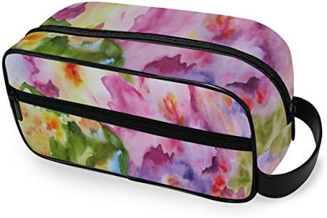 Original Watercolor Painting Abstract Flowers Portable Travel Toiletry Bag Cosmetic Organizer for Men Women Multifunctional Bathroom Shower Shaving Bags 10 Inches Girls