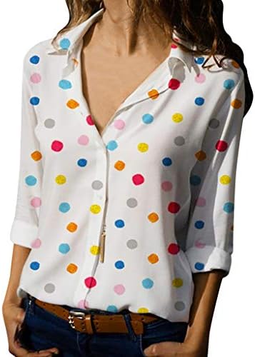 Women Loose Casual Polka Dot Summer Shirt Long Sleeve T- Shirt Blouse Tronet Summer Tops for Women 2019