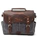 Mens Messenger Bag,Handmade Cross Body Bag Leather Laptop Briefcase Waxed Canvas Shoulder Bag with Detachable Strap,Computer Sctchel Bag Travel Work Bag for 14 inches Laptop